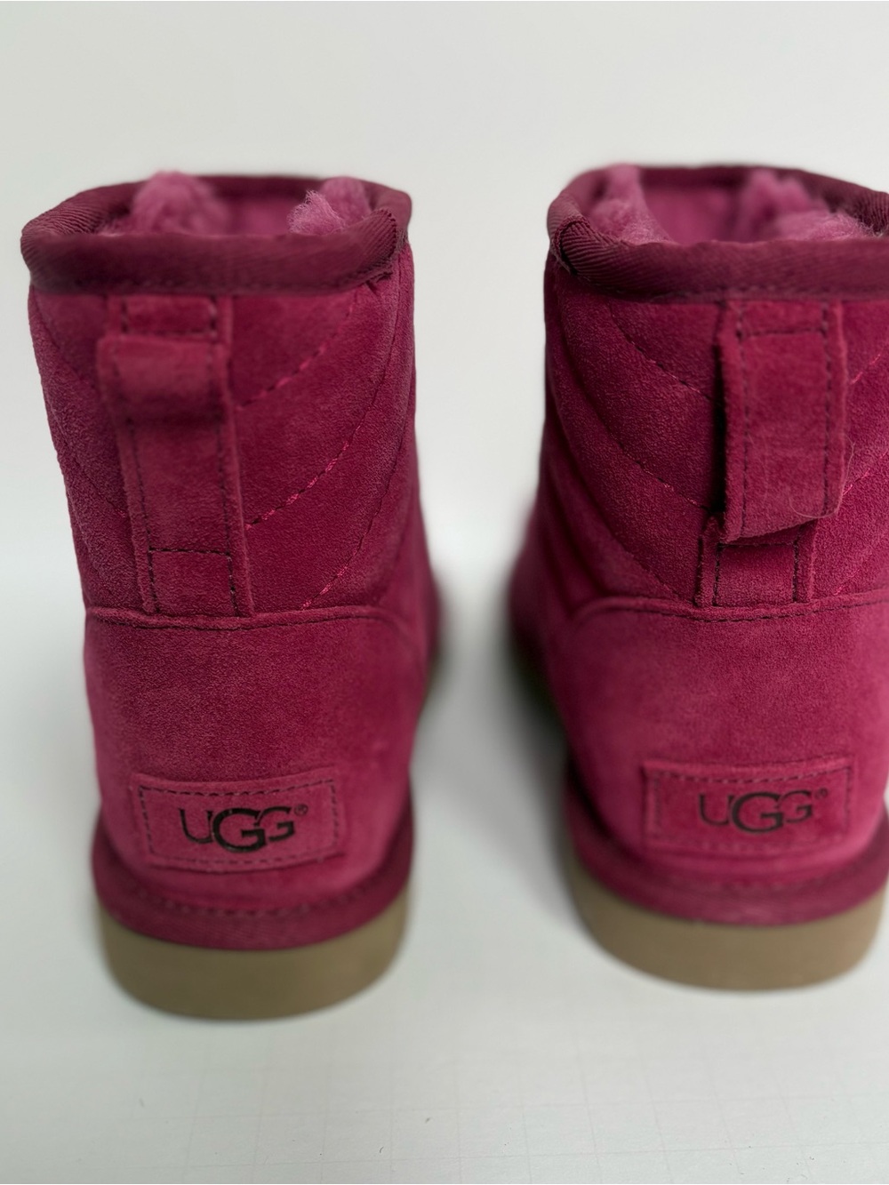 UGG Women's Quilted Raspberry Suede Mini Boot - Size 6 - Picture 7 of 13